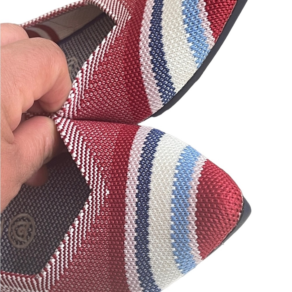 Rothy's 7 Varsity Stripe Red Points Rare Unicorn‎ Flat Shoes BNIB - Picture 10 of 15